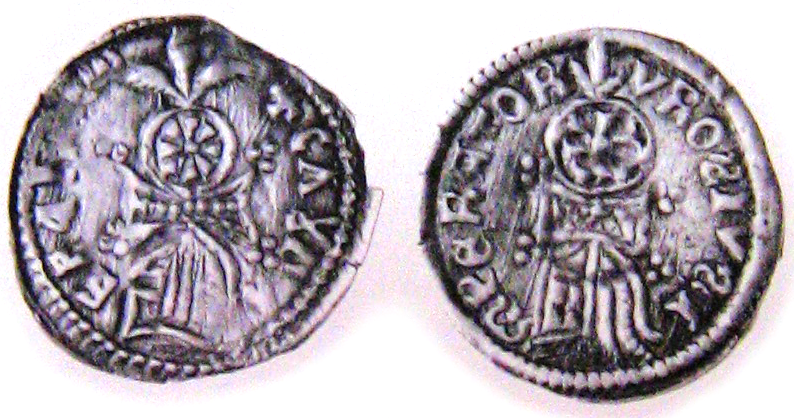 Примери аверса динара кованих у време Цара Душана.
